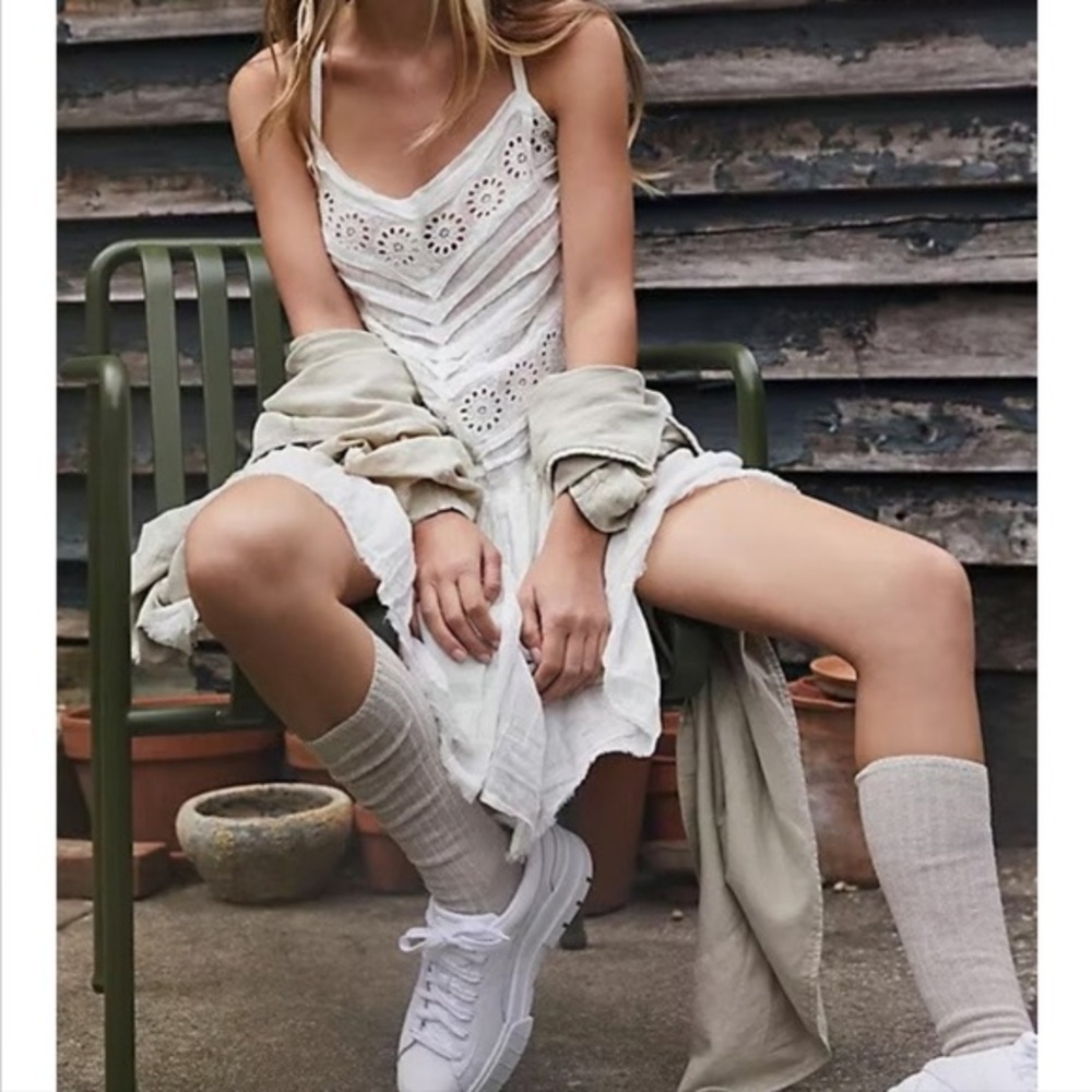 Free People White Eyelet Midi Slip Dress